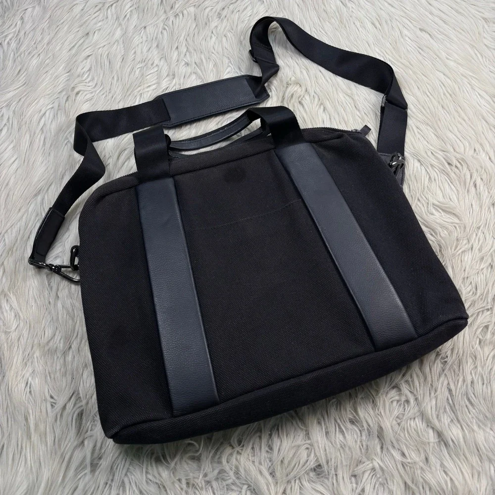 Vessel Signature Briefcase Black Canvas Leather Travel Work Bag Professional